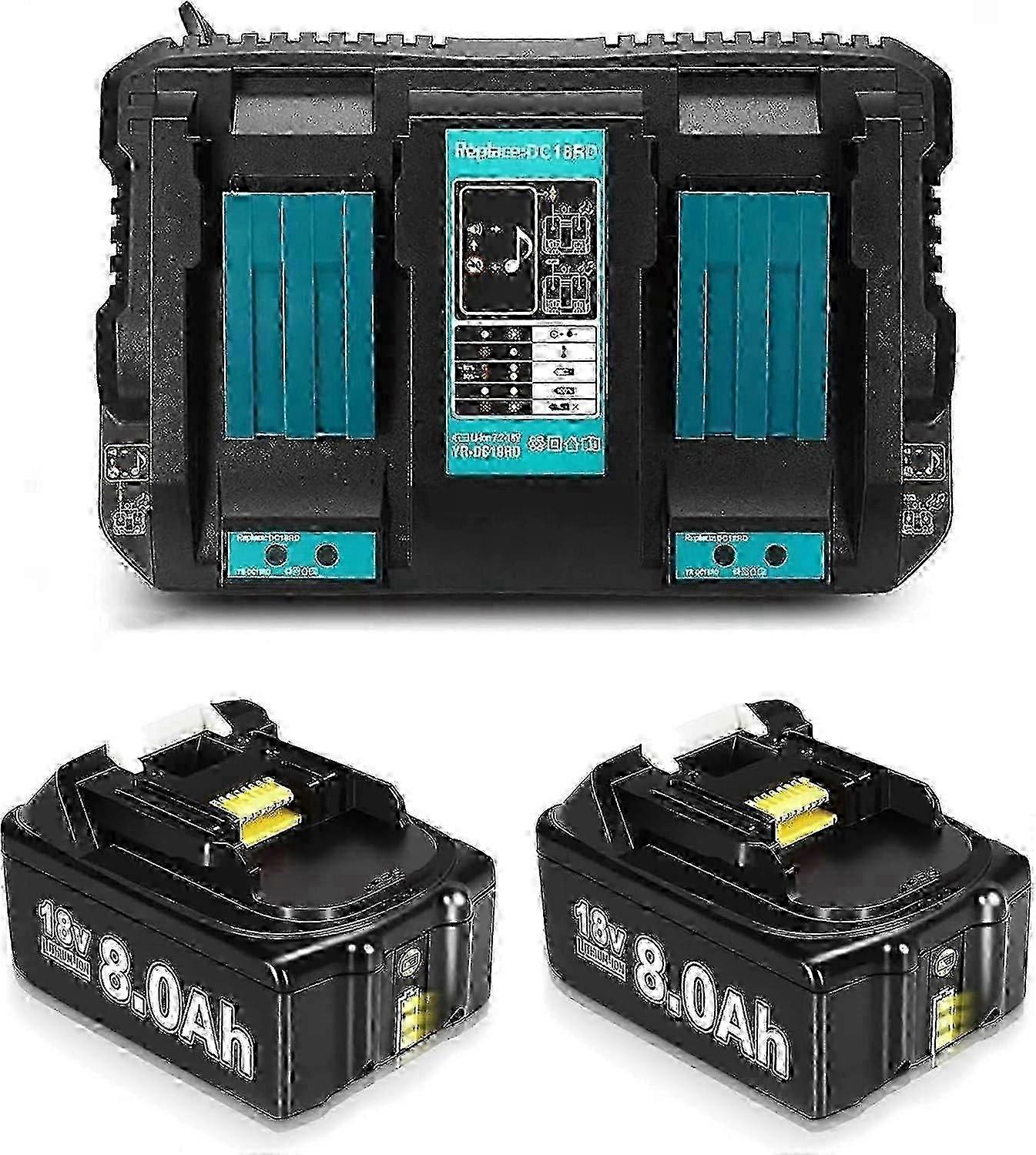 Bateria BL1860B 2Pack 8.0Ah compatível com carregador DC18RD Compatível com bateria Makita 18V BL1860 BL
