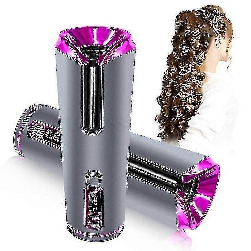 Hair Bun Volume Shapers Cordless Auto Hair Curler Rechargeable Wireless Lcd Curling Iron Curl Wand With 6 Temperature