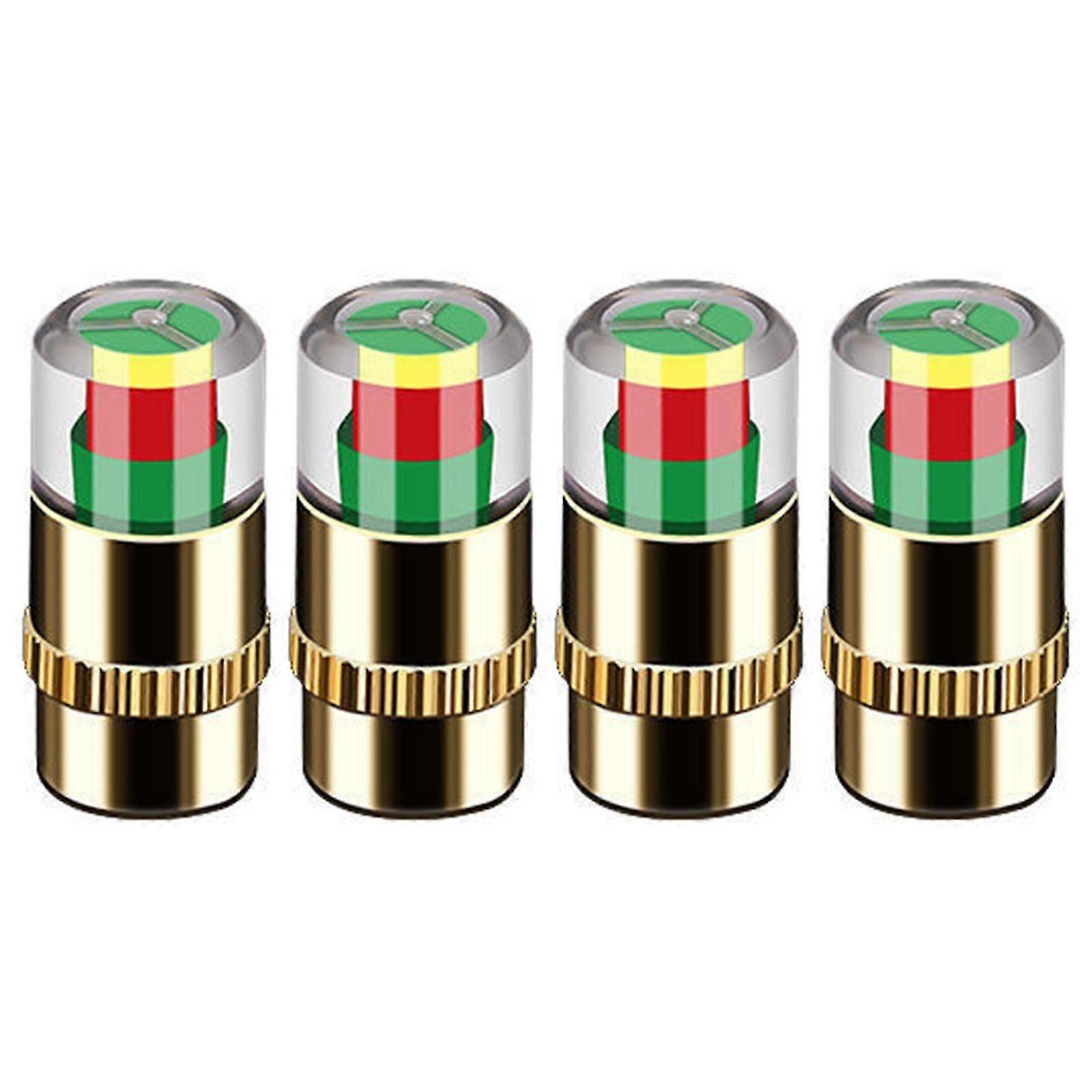 4PCS Car Auto Tire Valve Caps with Pressure Alert, Tire Pressure Monitors TPMS Monitoring Gauge Caps for All Vehicles