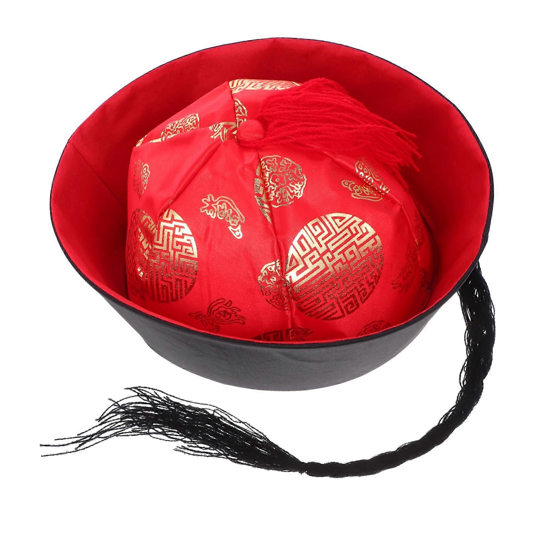 Ancient Palace Headdress Hat with Braids and Ponytail for Traditional Costume Outfit, Size Adjustable, Multi-Color