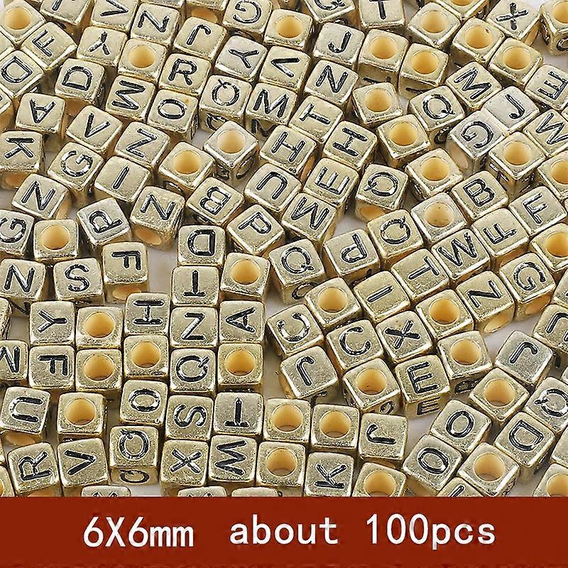 6x6mm Square Letter Beads For Jewelry Making, Mixed Colors, Acrylic Loose