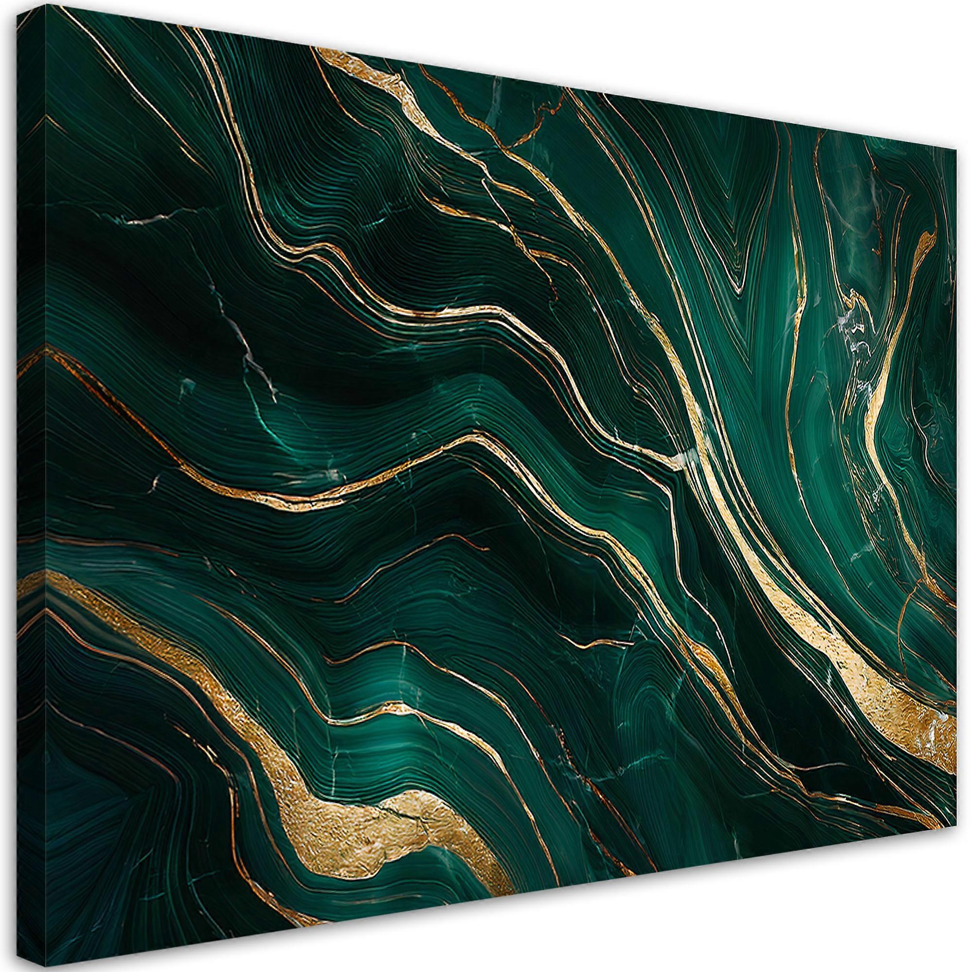 Impression sur toile, Marbre Vert Émeraude Abstraction - 100x70