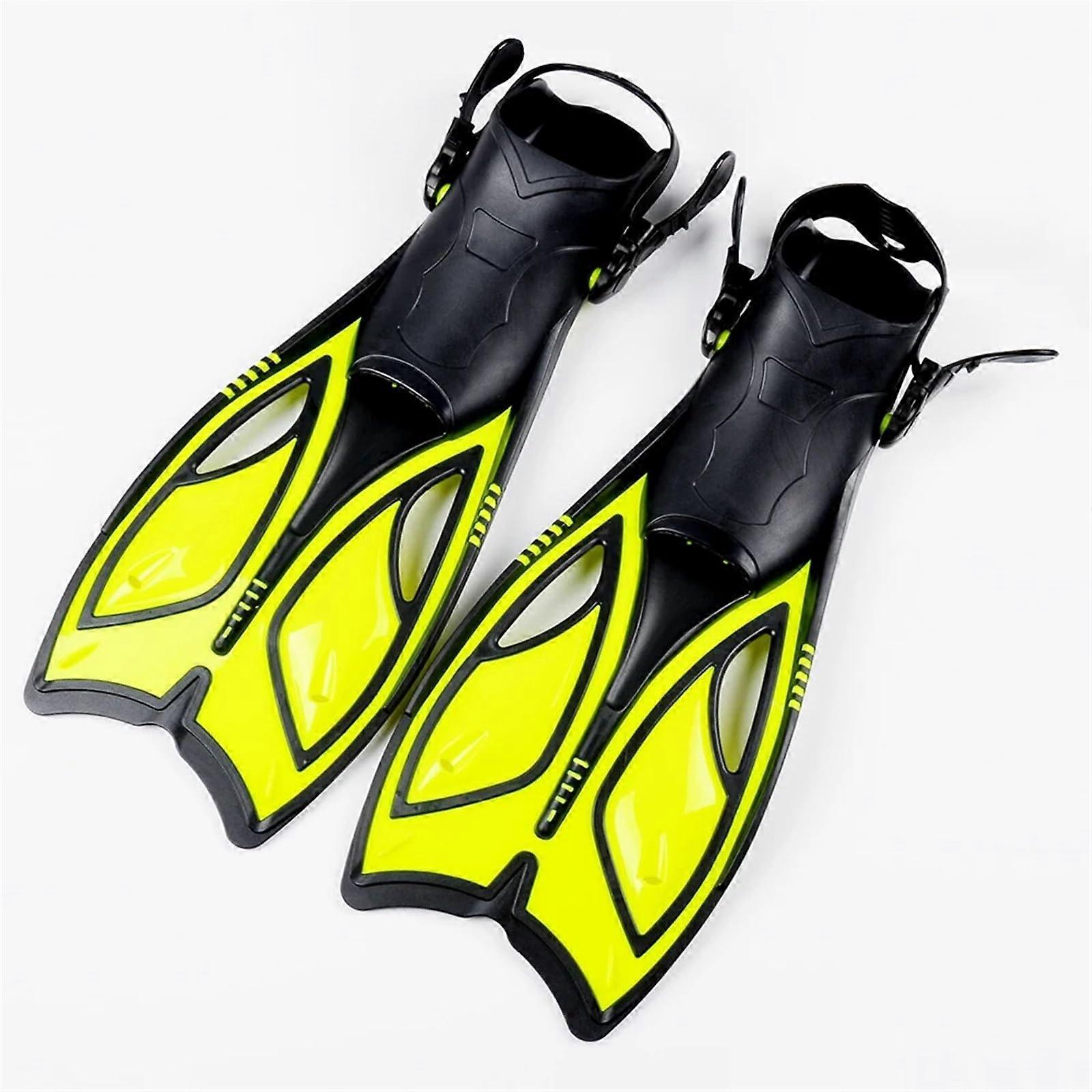 Swim Training Fins Open Heel Flippers for Adults with Adjustable Strap - Scuba Diving Equipment and Swim Flippers
