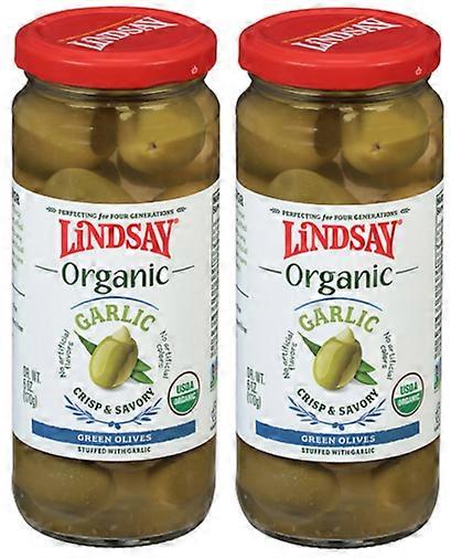 Lindsay Organic Garlic Green Olives 2 Pack