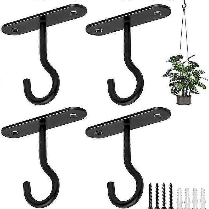 4pcs Ceiling Hooks for Hanging Plants2.5 in,Wall Hooks for Plants,Lights,Planters,Lanterns,Hanging Bird Feeders,Wind Chimes,Decoration Hooks Black