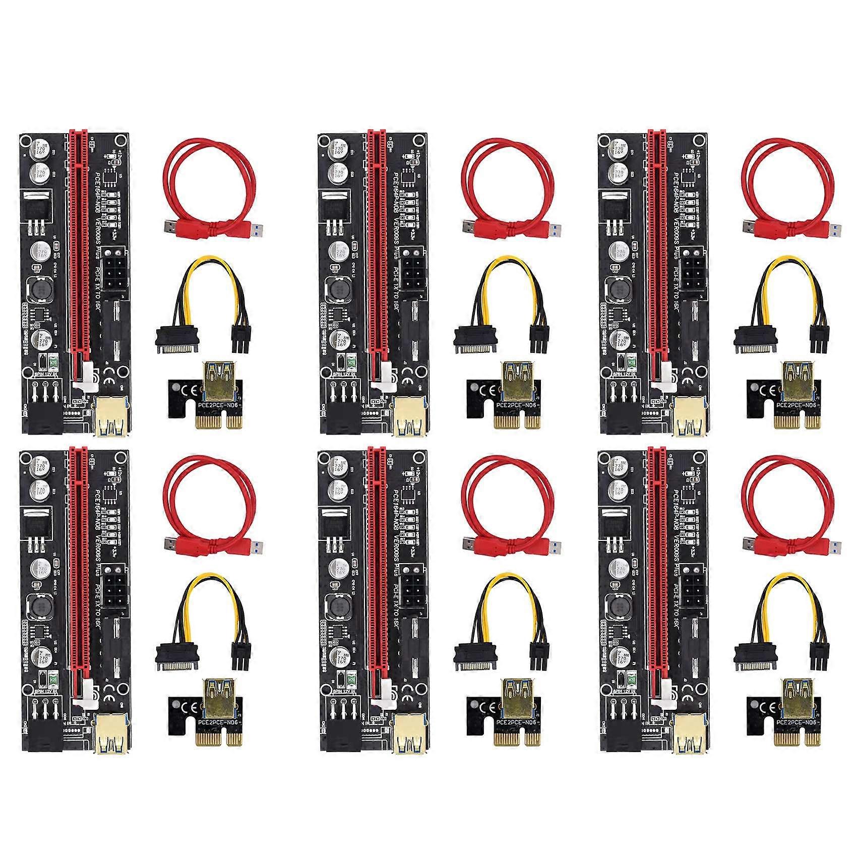 6 Pcs PCIE Riser Card for GPU Mining Powered Riser Adapter Card