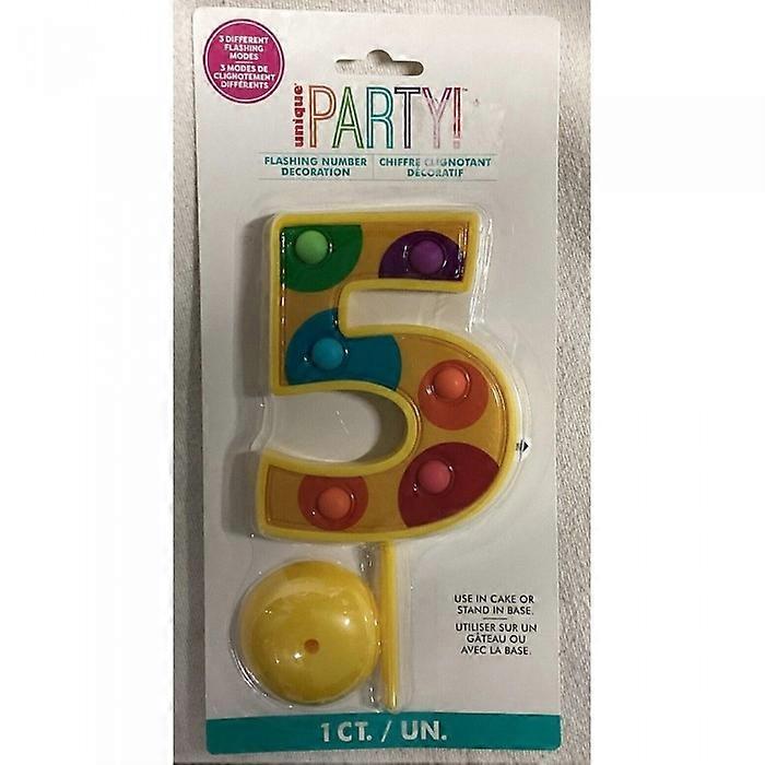 Unique Party 5 Birthday Plastic Flashing Cake Topper
