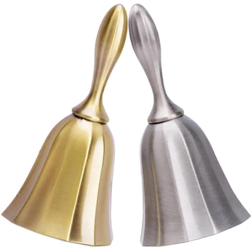 2pcs Metal Hand Bell Set for Bar and Restaurant Use, Vintage Style Desk Call Bell, Durable Table Service Bells