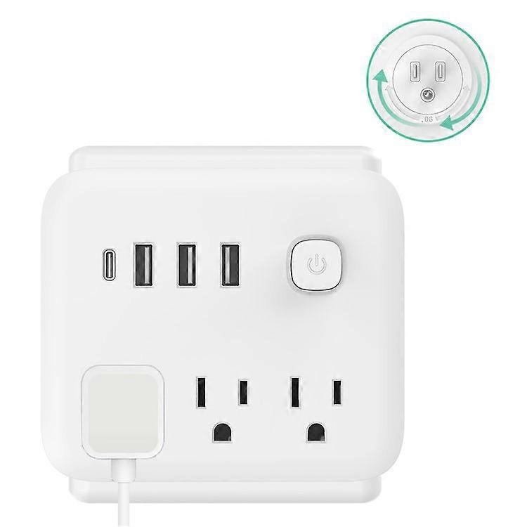 EL-111 Power Wall Plug Outlets US Plug Power Strip with 3 Outlets, 3 USB, 1 Type-C
