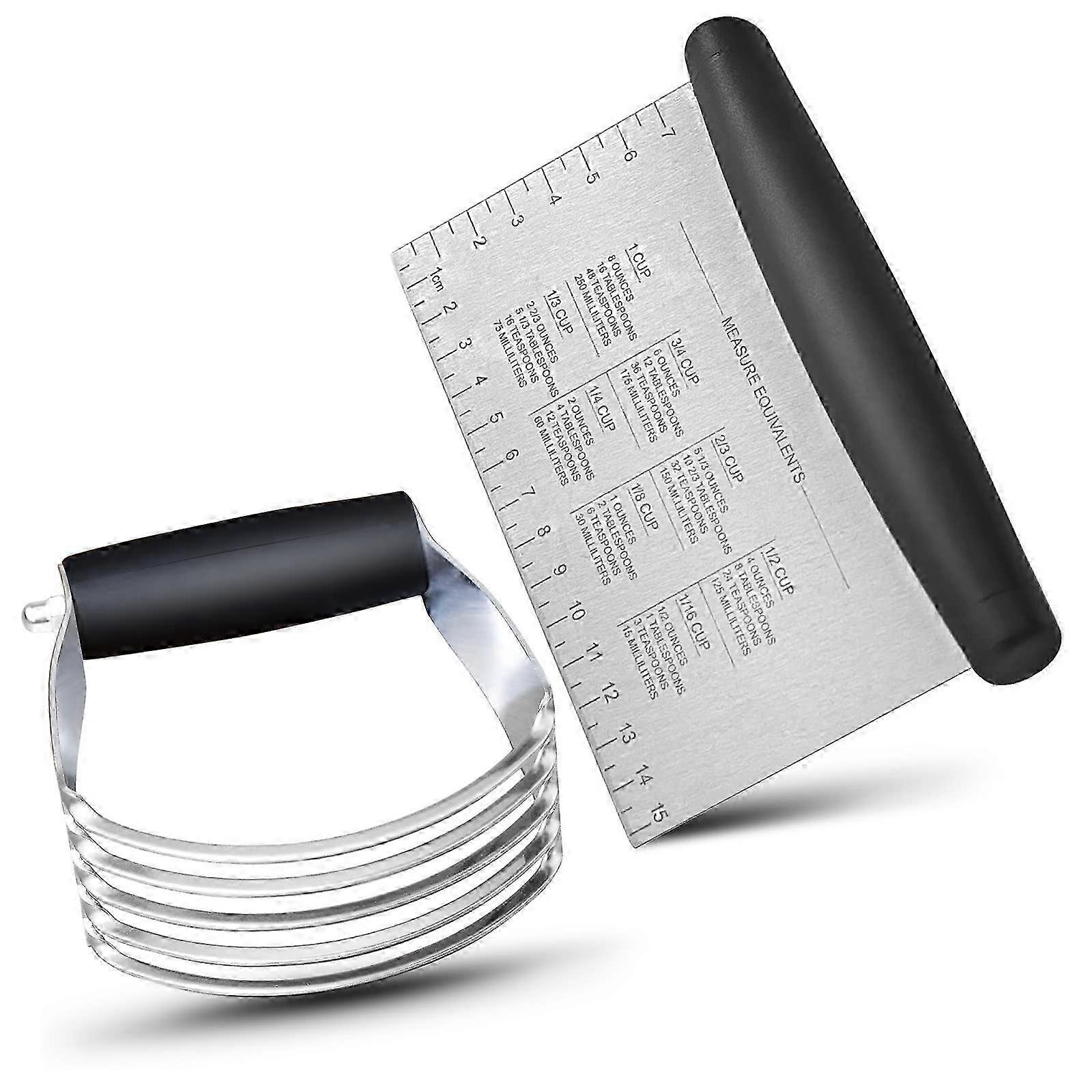 مكشطة المعجنات المصنوعة من الفولاذ المقاوم للصدأ ومجموعة القاطع مع قبضة مريحة