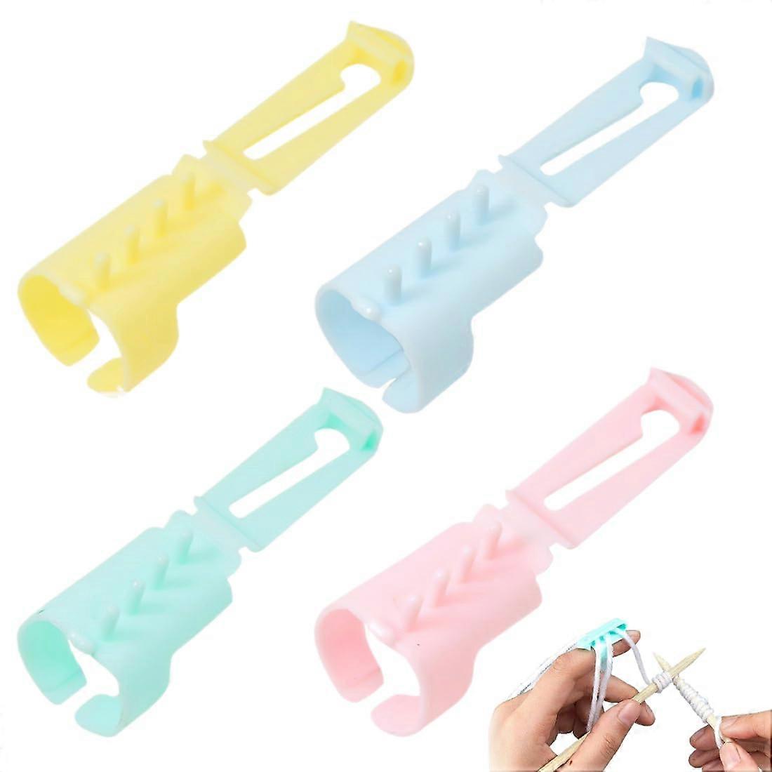 Adjustable Crochet Rings Set of 4 Multicolored Knitting Thimbles for Finger Protection in Knitting and Crochet Projects