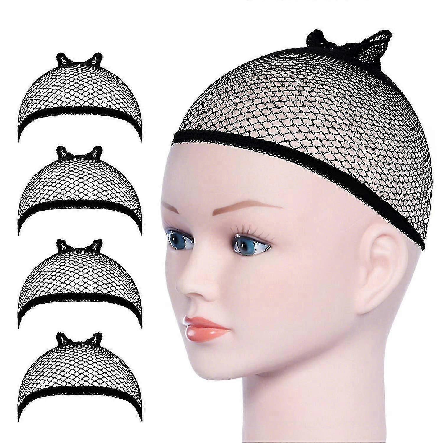 4 Pieces Wig Caps Nylon Mesh Elastic - Sjue