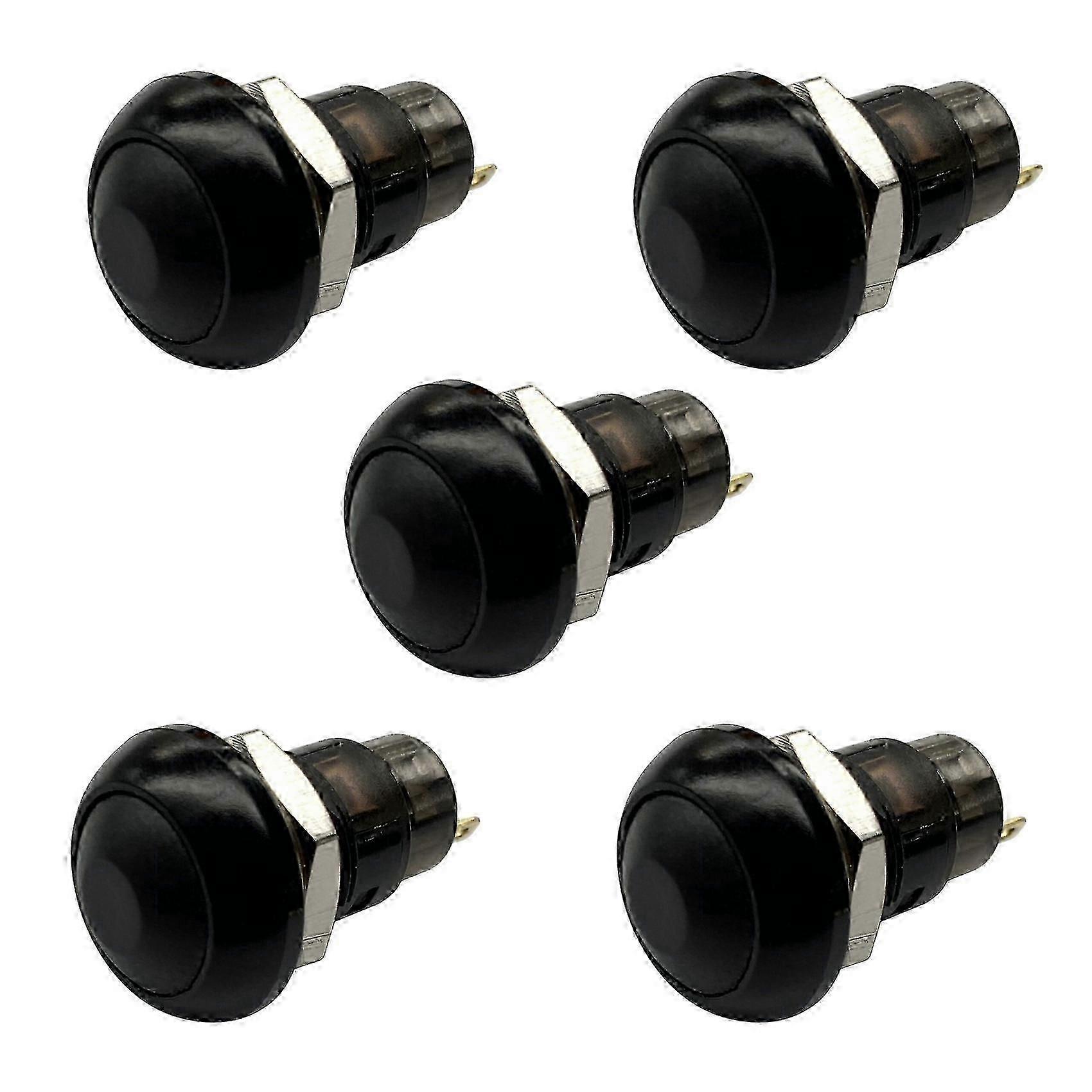 5X On-Off Latching Waterproof 12mm Push Button Switch SPST 2A IP67, Black