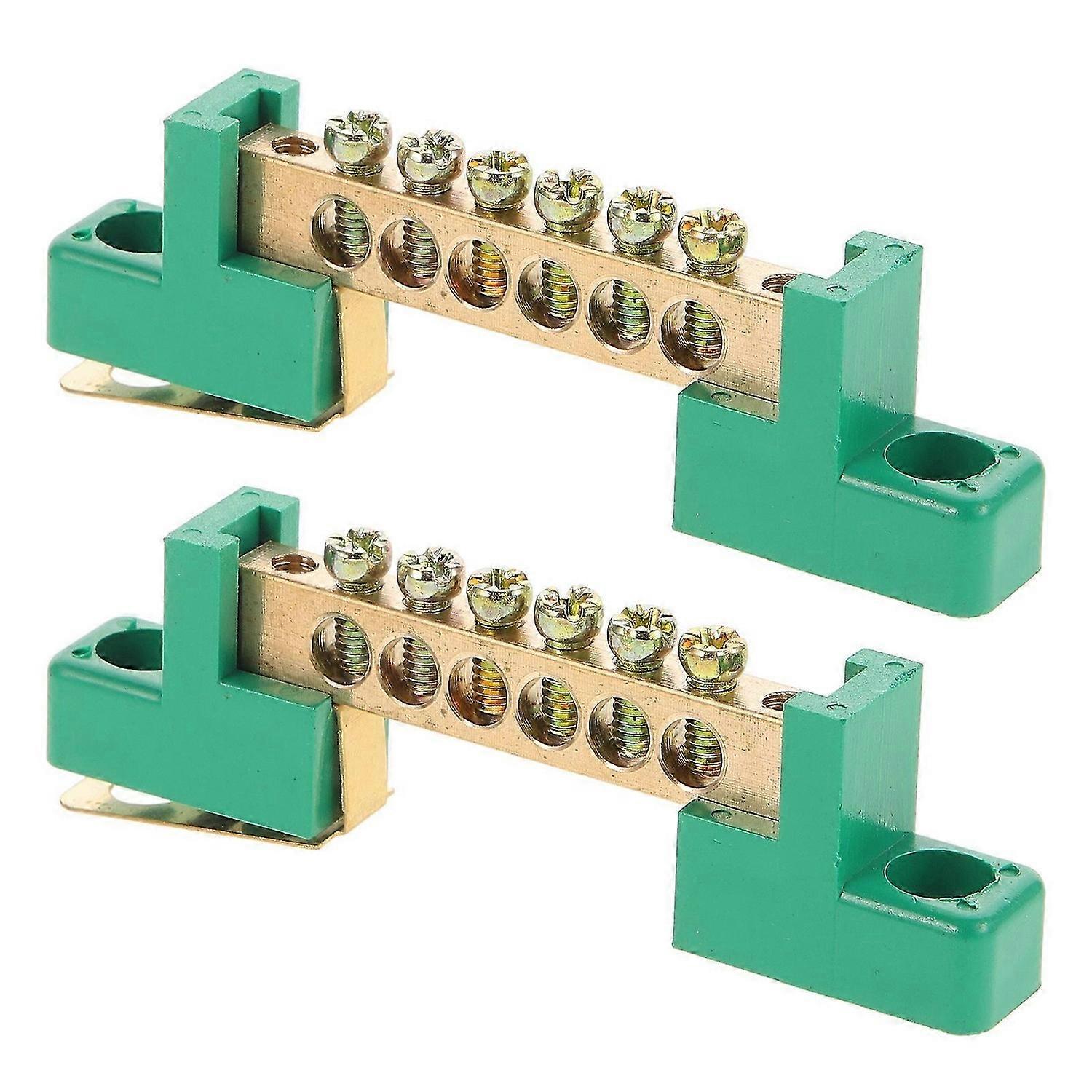 2pcs Ground Bus Bars Electrical Grounding Bars 6 terminals Ground Bar Ground Block Ground Rod