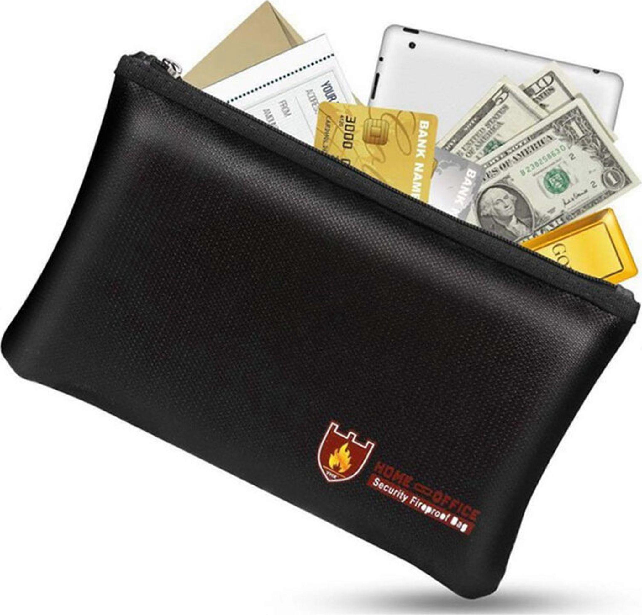 Fireproof file bag Fireproof cash box Waterproof, black, 27*16cm