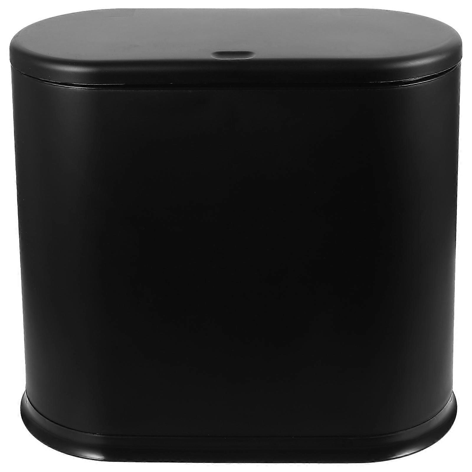 Compact Plastic Trash Can with Lid – Modern Small Garbage Bin for Bathroom, Office, and Bedroom Use