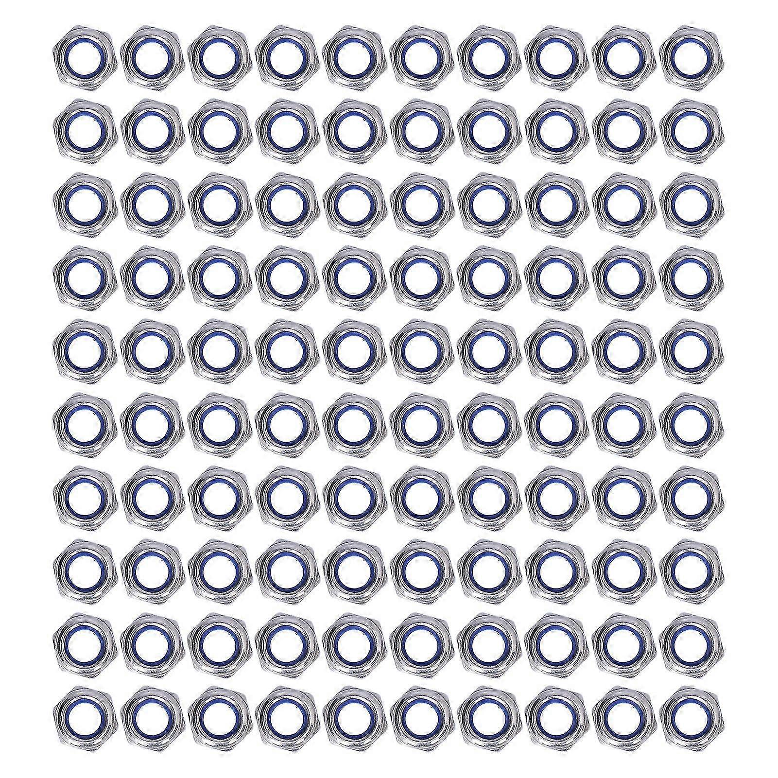 100Pcs M6 Nylon Insert Lock Nut Stainless Steel Fastener Kit for Maintenance