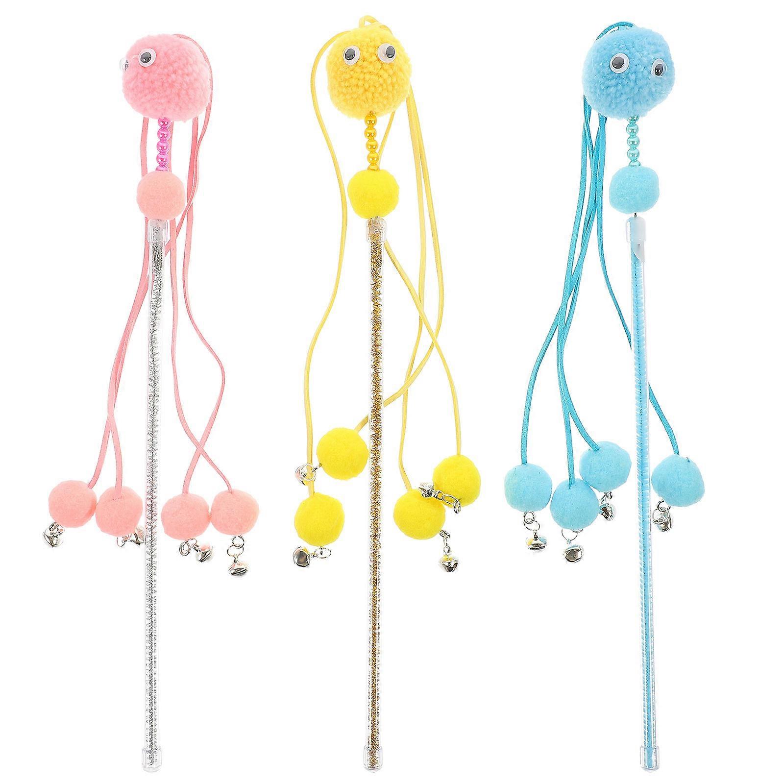 Interactive Cat Teaser Toy Indoor Cat Interactive Toys Blue Stick Shape Teasing Design 3Pcs