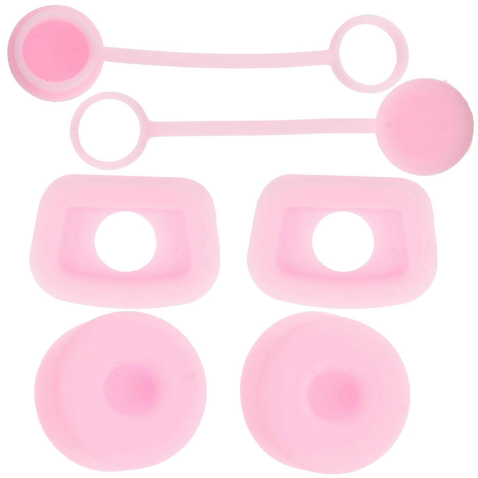 Silicone Spill Stopper Set Tumbler Bottle Cap Travel Pink 2X2X1CM Seal Straw Hole 1Set