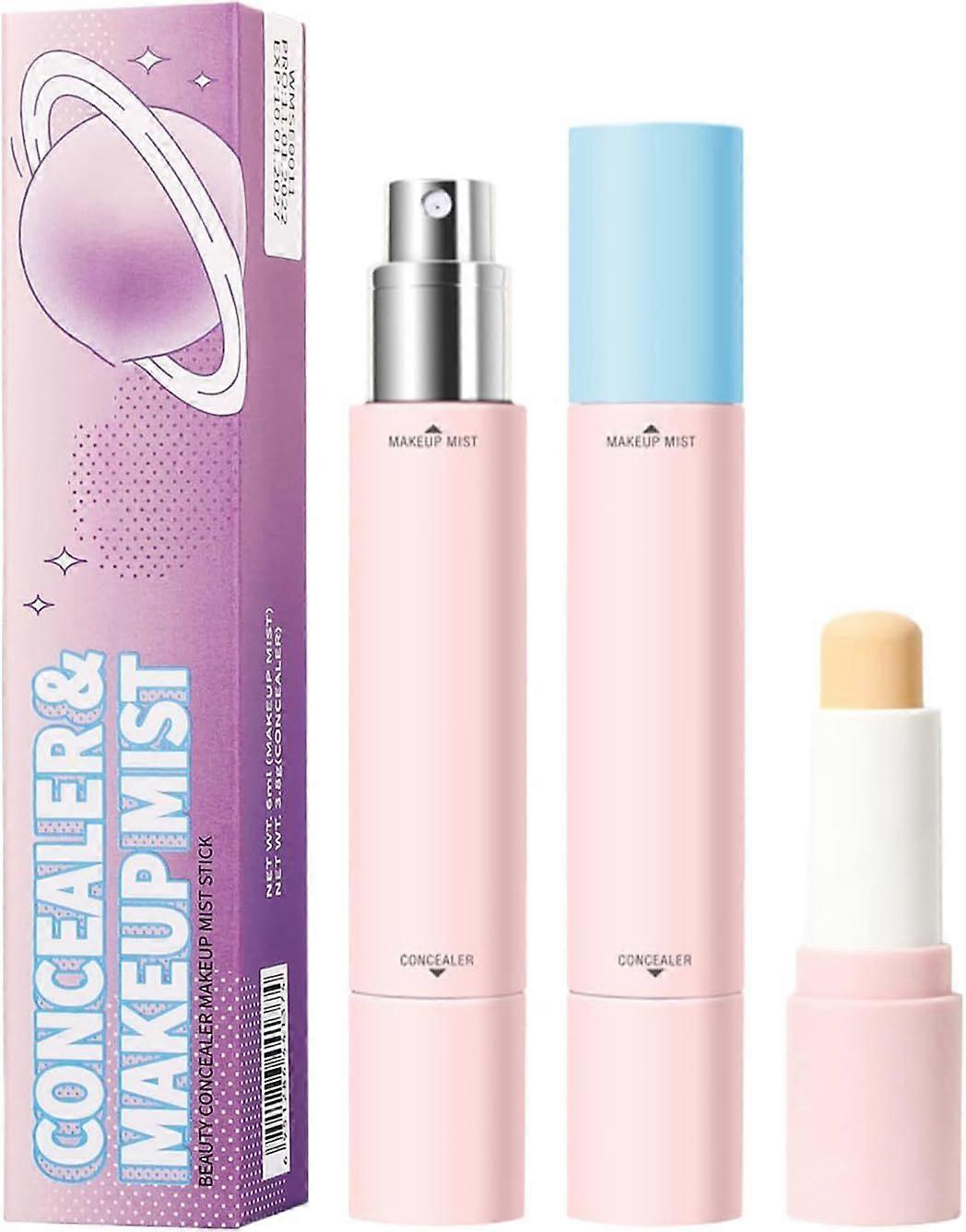 High Coverage & Setting Stick Concealer | Face Concealer & Setting Spray 2-in-1 | Lightweight Makeup for Beauty & Travel