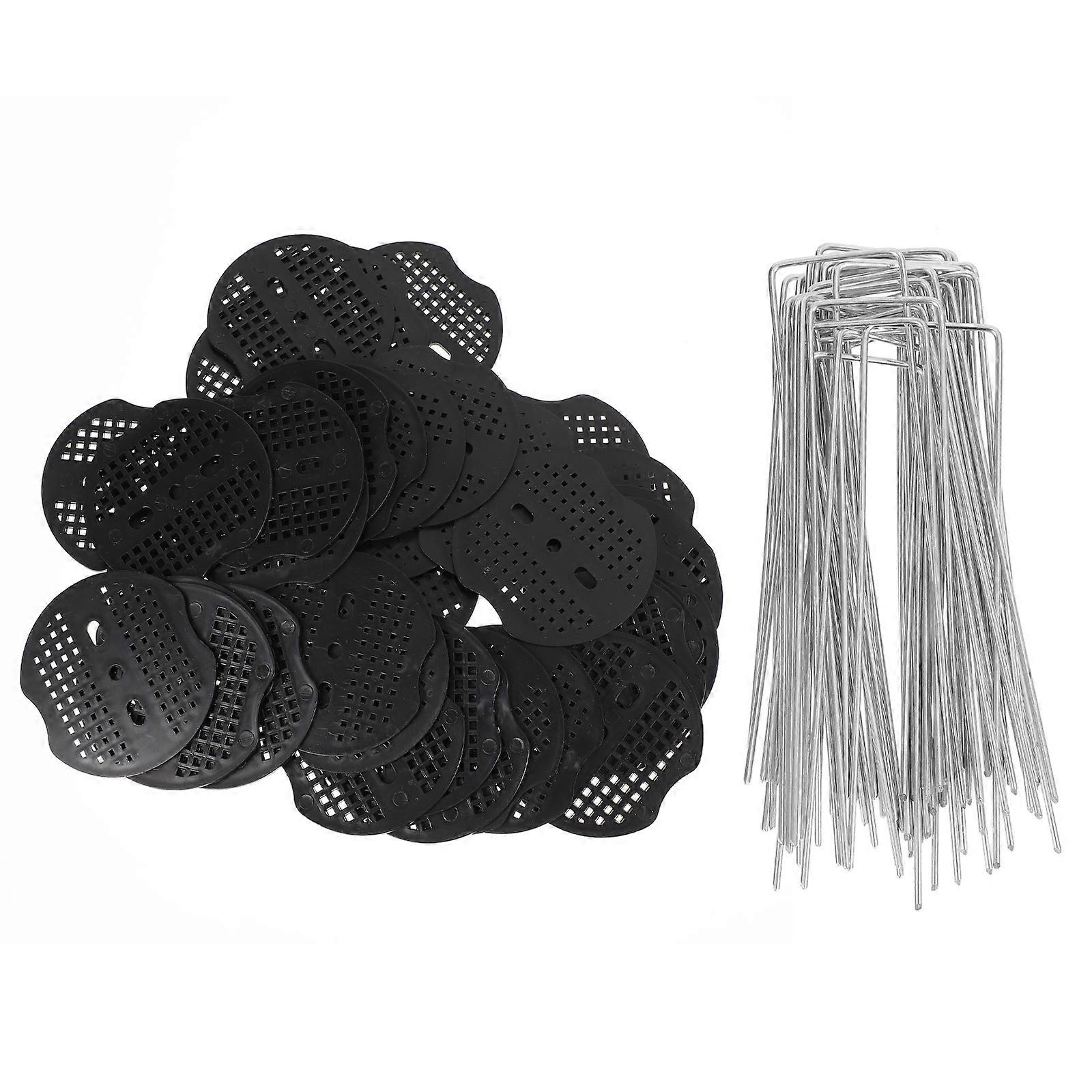 Garden Pegs with Gaskets for Outdoor Use Stainless Steel and Plastic Silver Color 40 Pieces
