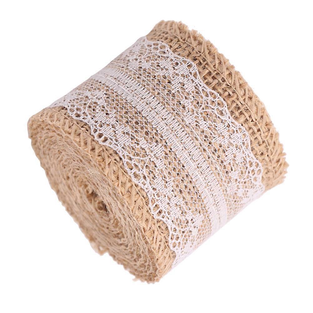 Burlap Ribbon with Lace Khaki Burlap Ribbon for Crafting Eco Friendly Material