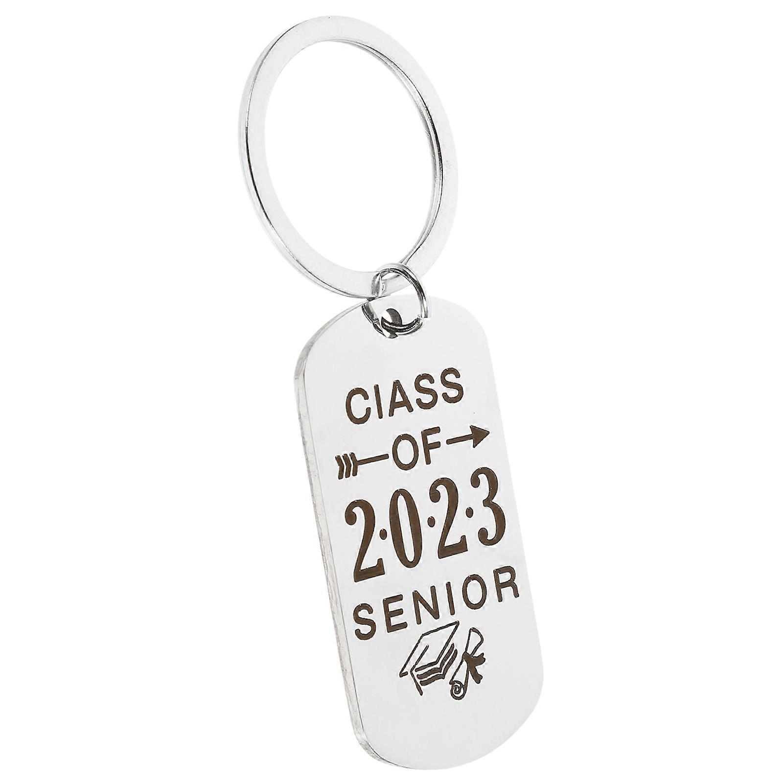 Graduation Key Ring Convenient to Use Chic Rectangle Shape Silver Color 1Pcs