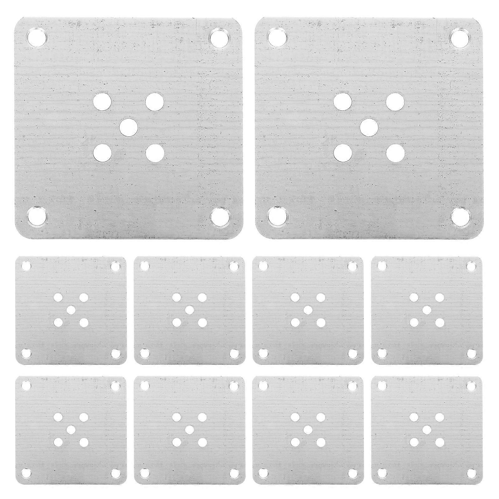 10pcs Iron Mounting Plates for Secure Furniture Leg Attachment – Fasteners for Sofa, Table, Cabinet Repair – Easy Installation