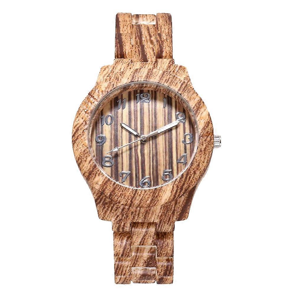 Quartz Watch Imitation Bamboo for Time Display 1Pcs with Khaki Strap