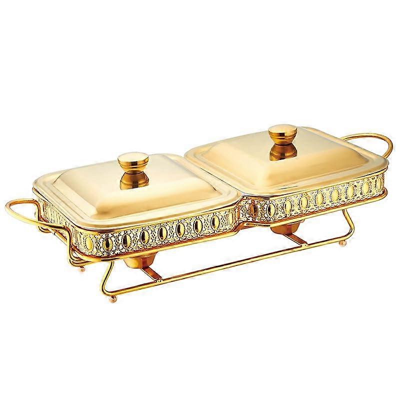 ChafingDishBuffetSet with rack, tray and fuel for events, gold