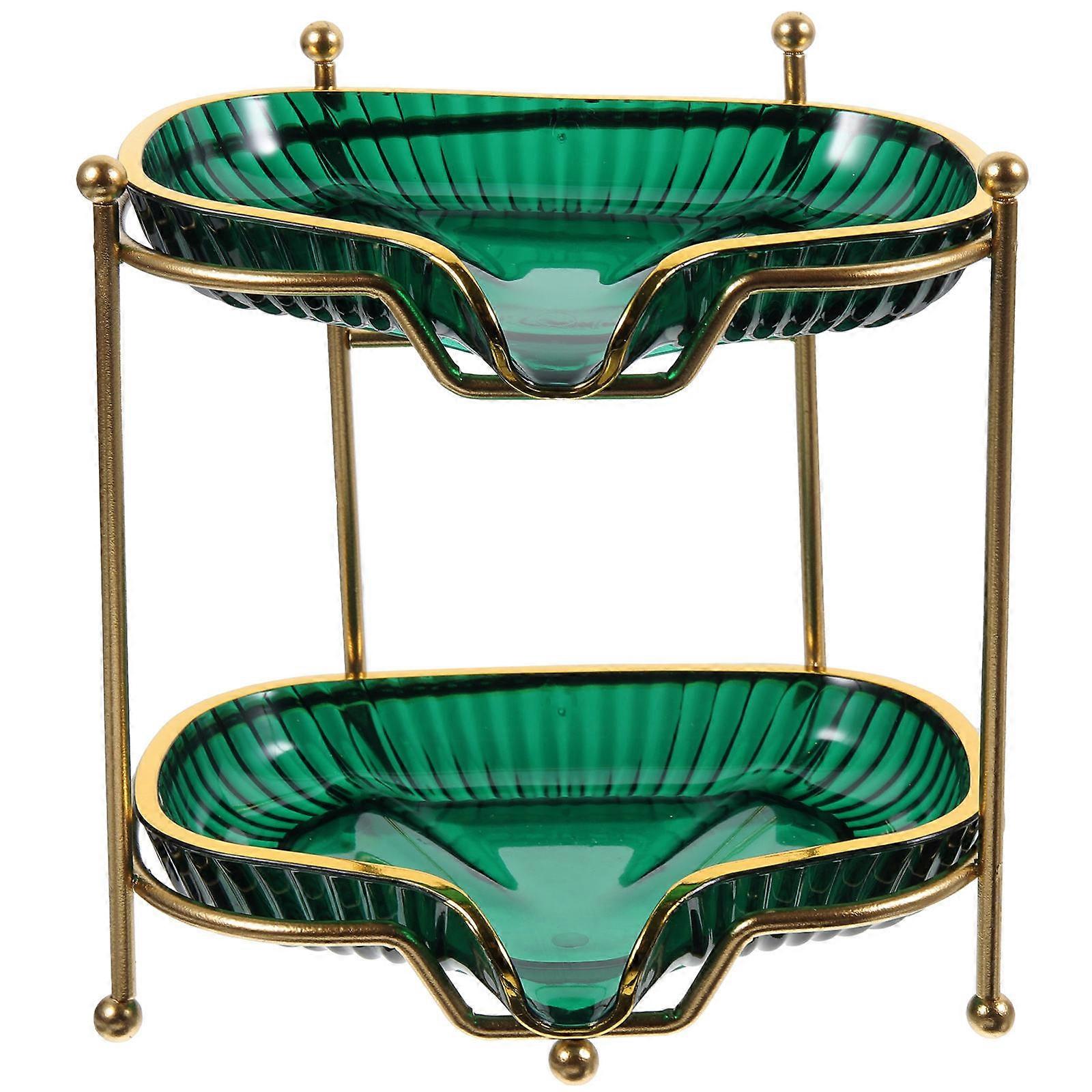 Soap Dish Double Layer Soap Tray Self-Draining Bathroom Accessories Green 14.5X9X15.5CM Wall Mountable 1Pack