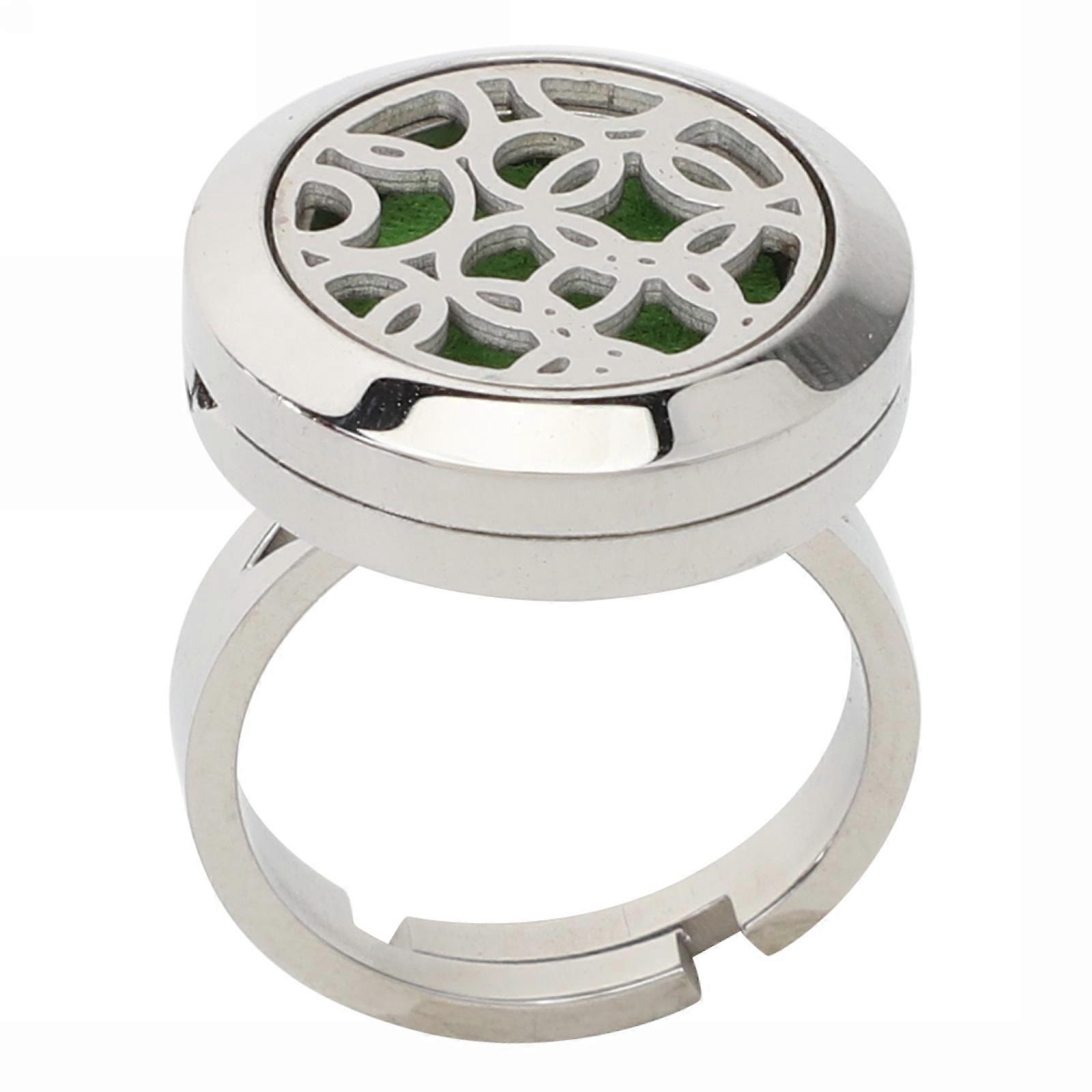 Unisex Open Ring Essential Oil Diffusion Decorative Silver Hollow Costume Accessory 1Pack