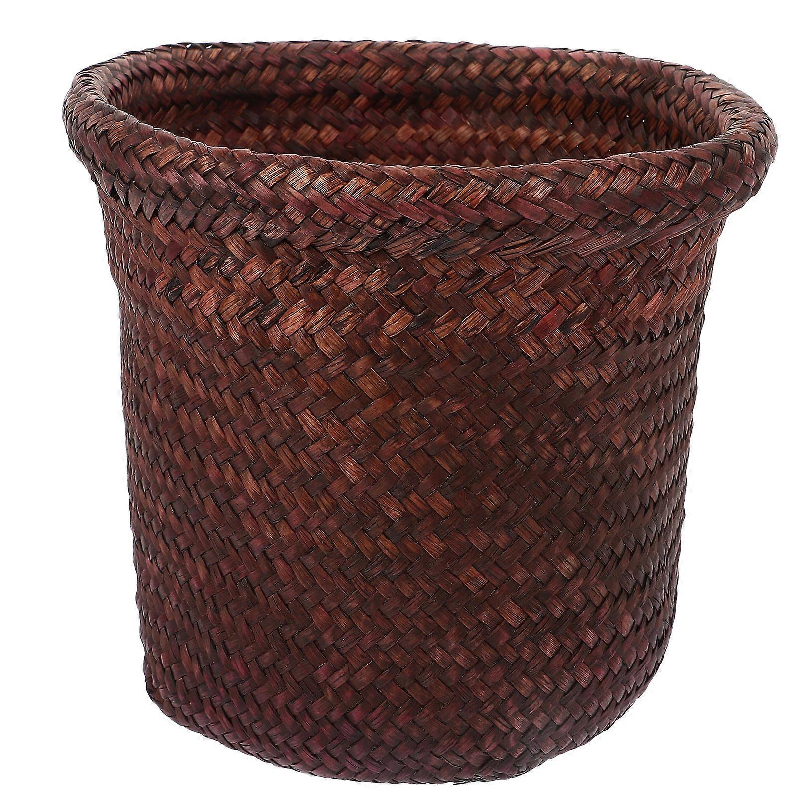 Coffee Plastic Flower Pot Stand for Home Use Weaving Design Storage Rack