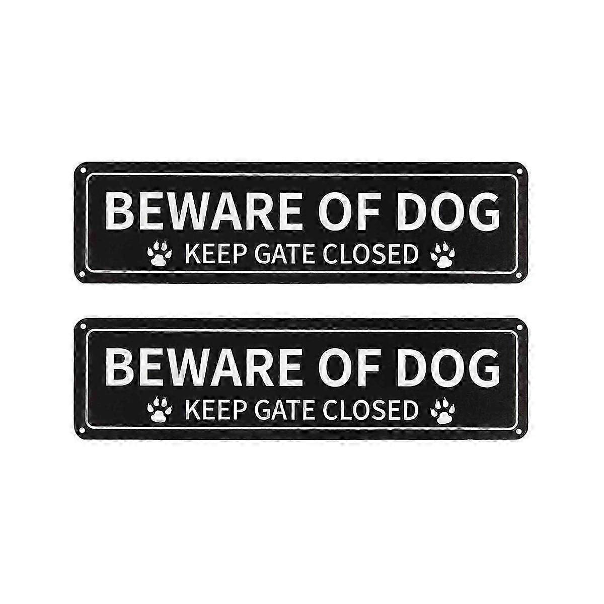 2 Pack Cuidado com o sinal do cão, 12X3 polegadas Rust Free .040 sinal de metal de alumínio, reflexivo, resistente ao desbotamento