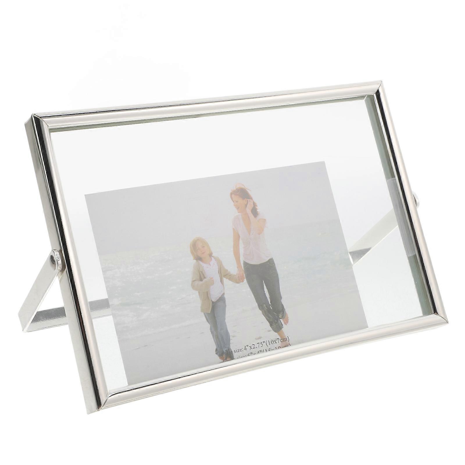 Glass Picture Frame Simple Photo Display Frame Home Decoration Silver 16x11.5CM Memory Display 1Pack