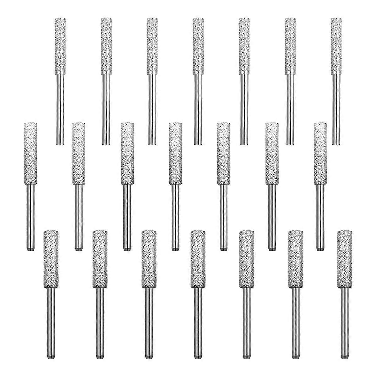 21Pcs Diamond Chainsaw Sharpener 1/8inch, High Hardness Burr Grinding Stone Chainsaw Sharpening Kit