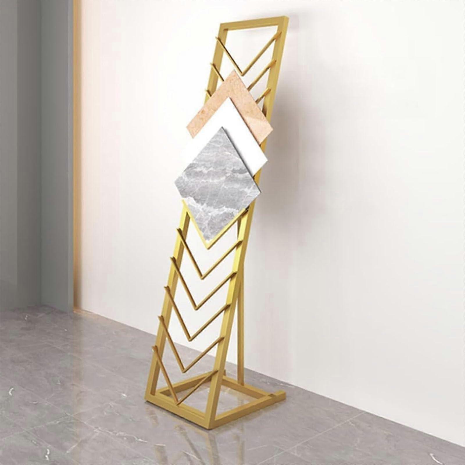 Floor tile display stand, wooden holder for samples, ideal for showrooms 30*50cm gold