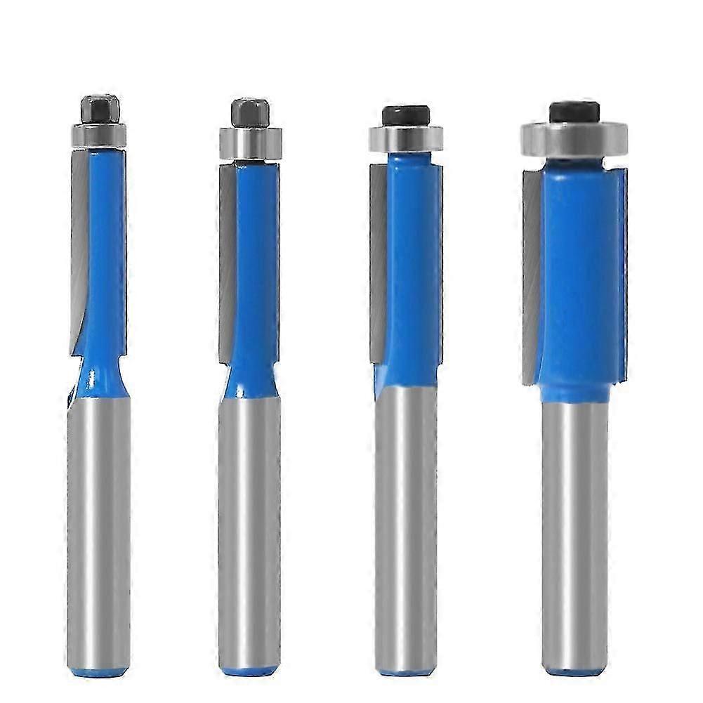 4-Piece Flush Trim Router Bit Set for Precision Woodworking