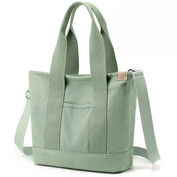 Canvas Handbag, Women's Canvas Shoulder Bag, Canvas Tote Bag, Shoulder Bag, Shopper with Zip for Everyday, School, Shopping, Work, Travel Army Green