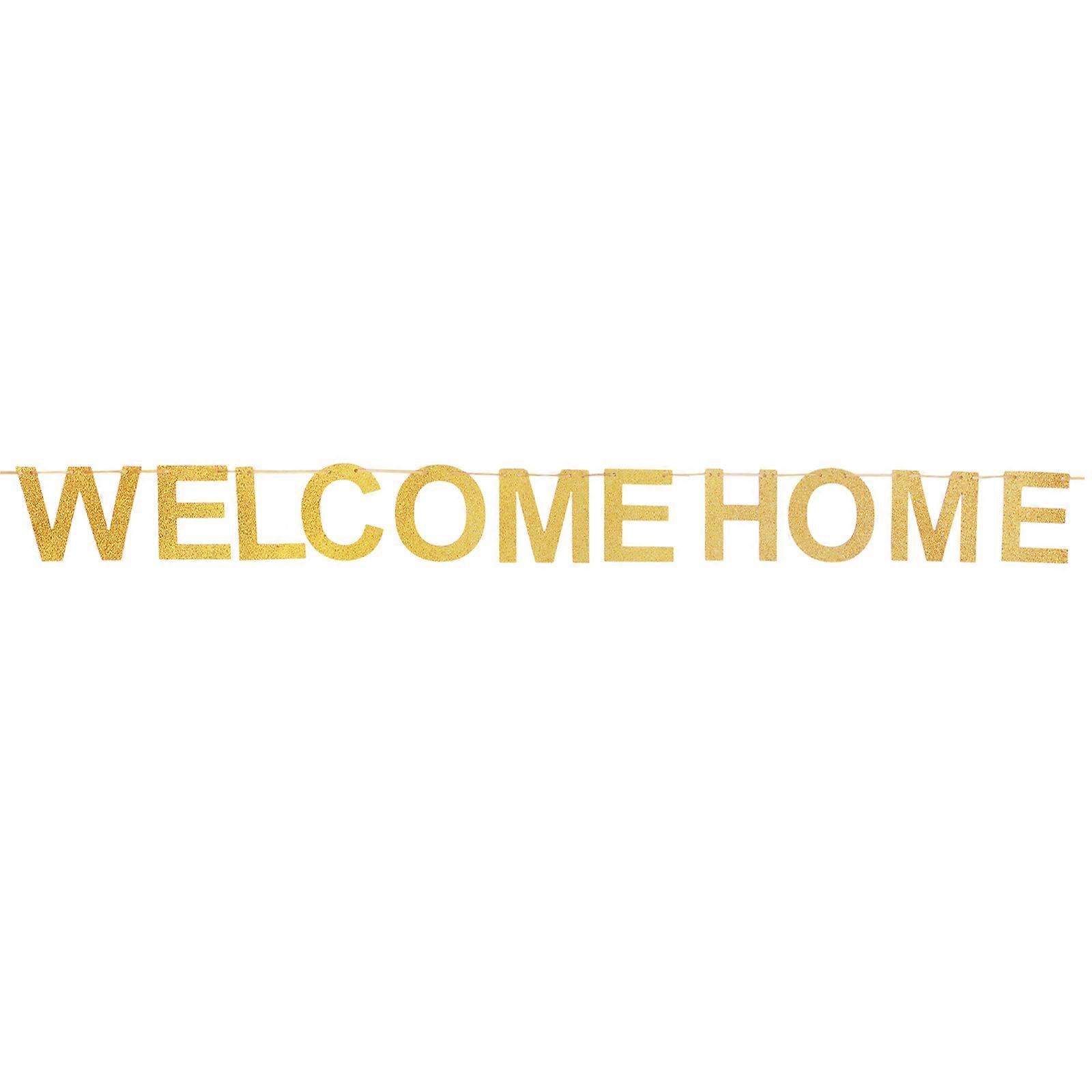 Ceiling Hanging Banner Decoration Welcome Home Bunting Photo Prop Golden 14x14x0.1CM Paper Rectangle 1Set