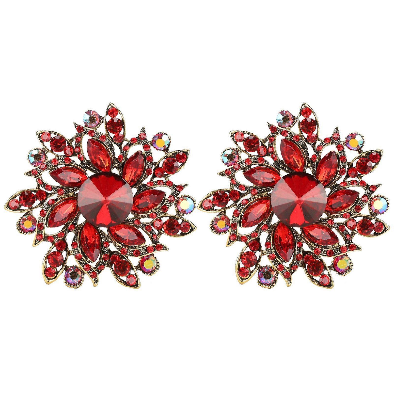 2025 Neuestes Modell 2Pcs Blume Brosche Retro Diamant Mode Kleidung Anzug