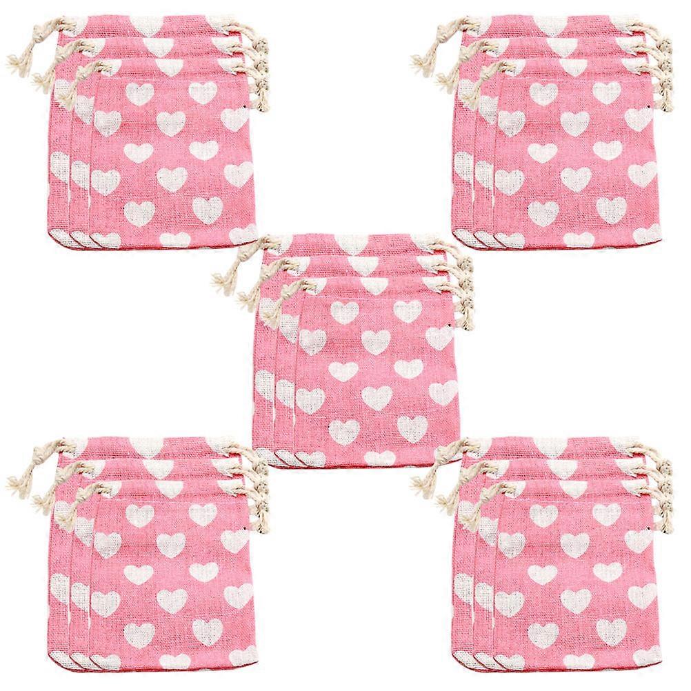 Compact Drawstring Storage Bag Pink Rectangular Mobile Phone Storage 15Pcs