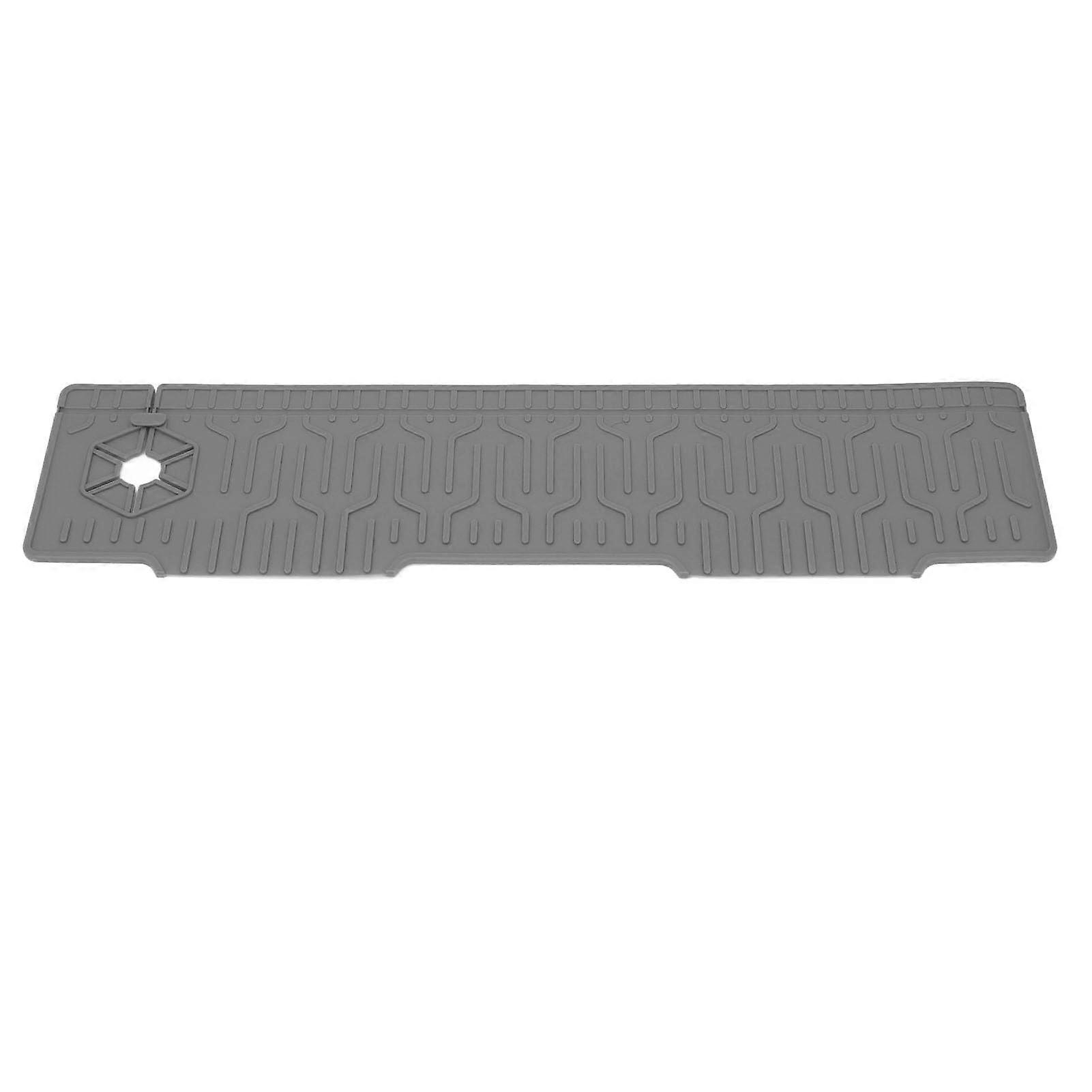 Silicone Tap Mat with Adjustable Hole, Thick Dual-Sided Sink Splash Guard for Kitchen and Bathroom, Grey Color