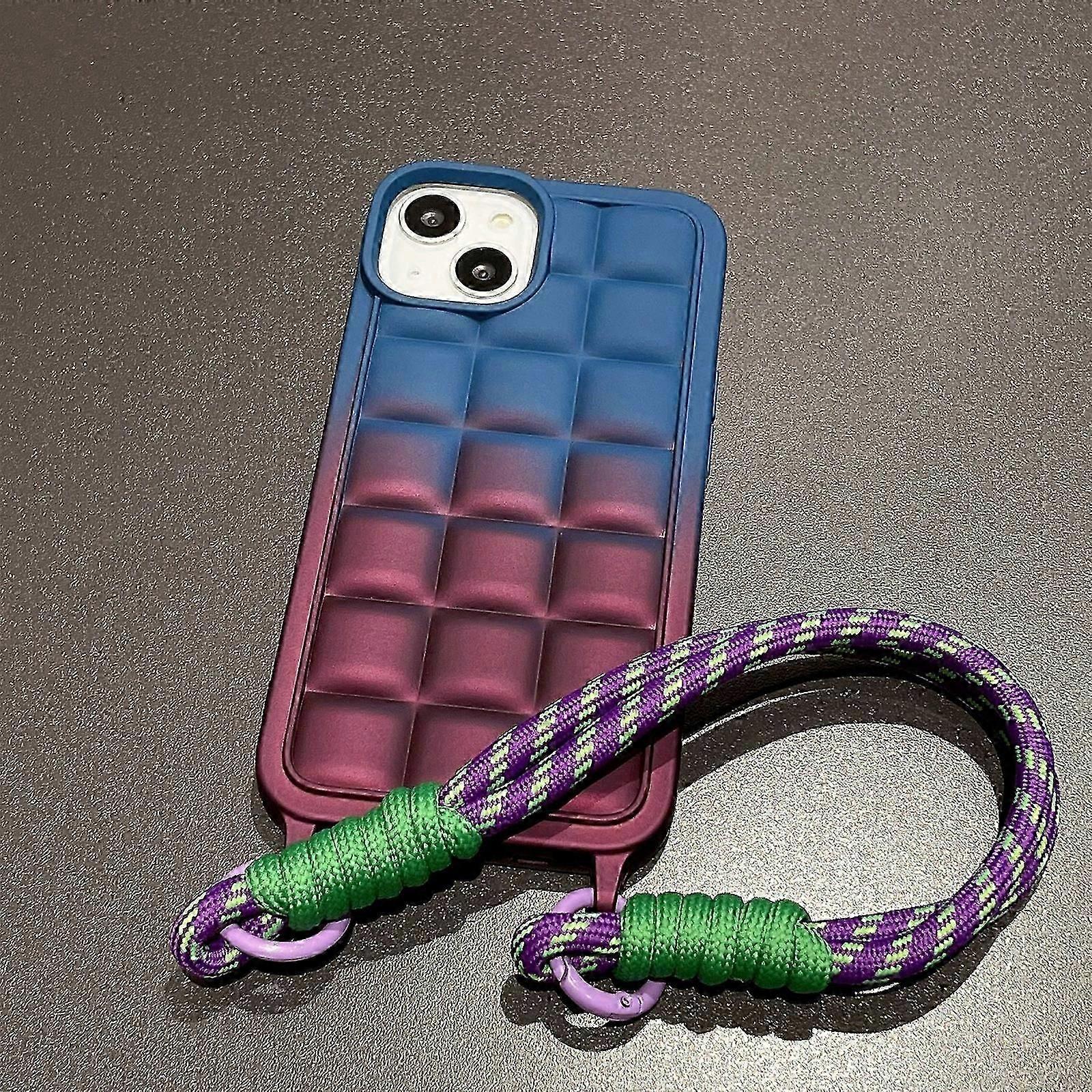 for iPhone 15 Pro Max/15 Ultra Gradient Color Case with Wrist Strap, Luxury Soft TPU Shockproof Case for iPhone 15 Pro Max/15 Ultra