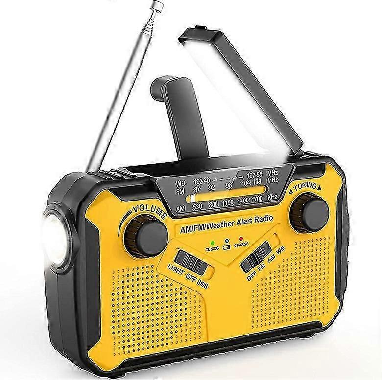Solarradio, AM/FM Tragbares Kurbelradio Notfunk mit 4000mAh