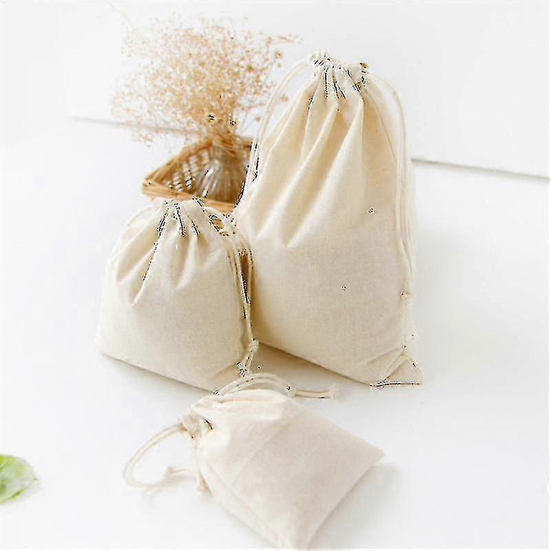 Cotton Bag Storage Bag Bundling Bag Drawstring Bag Tea Gift Bag Solid Color