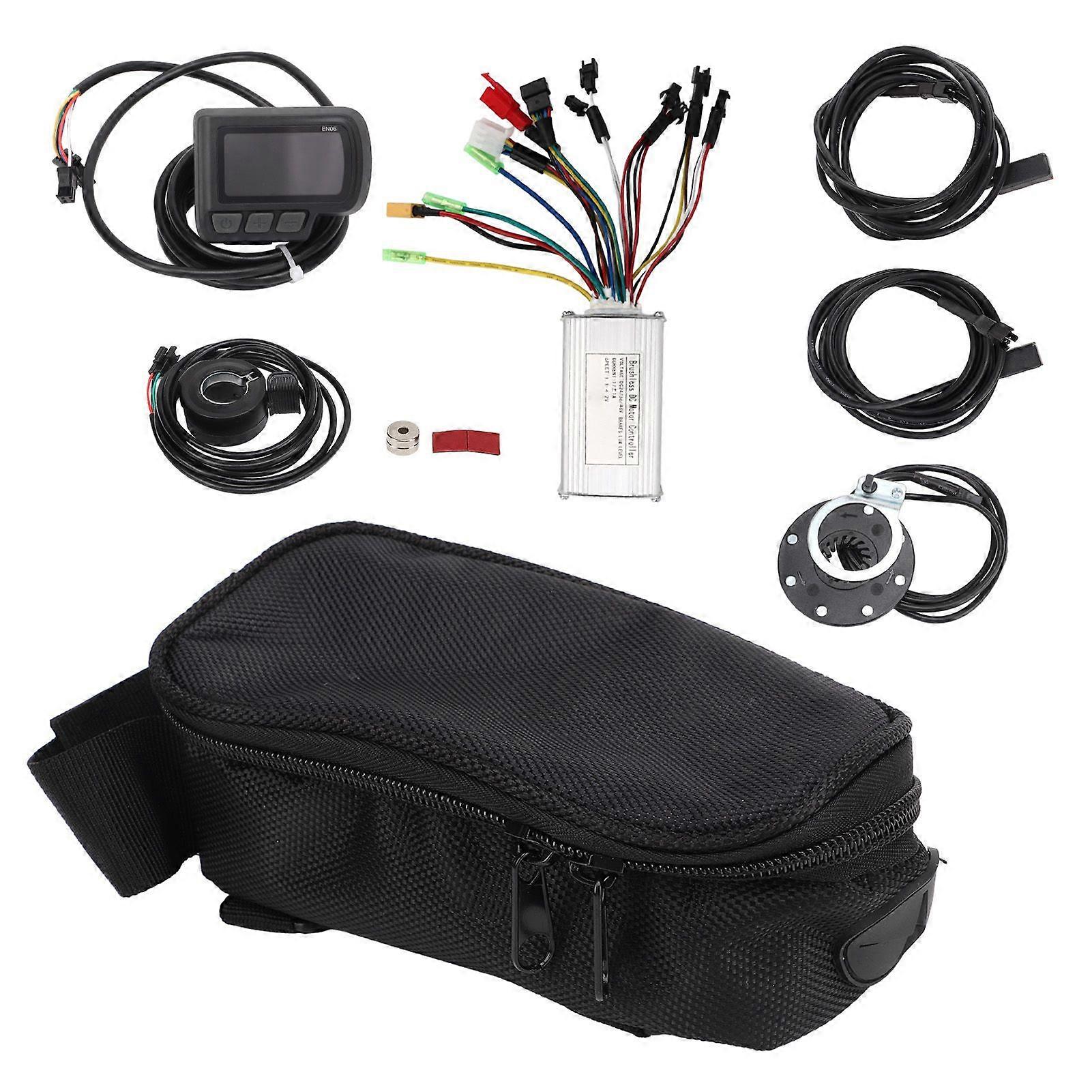 Electric Bike Bicycle Scooter 24V 36V 48V 17A Speed Controller EN06 Display Set with Power Assist Sensor 130x Thumb Throttle for 250W 350W Motor YMQX)