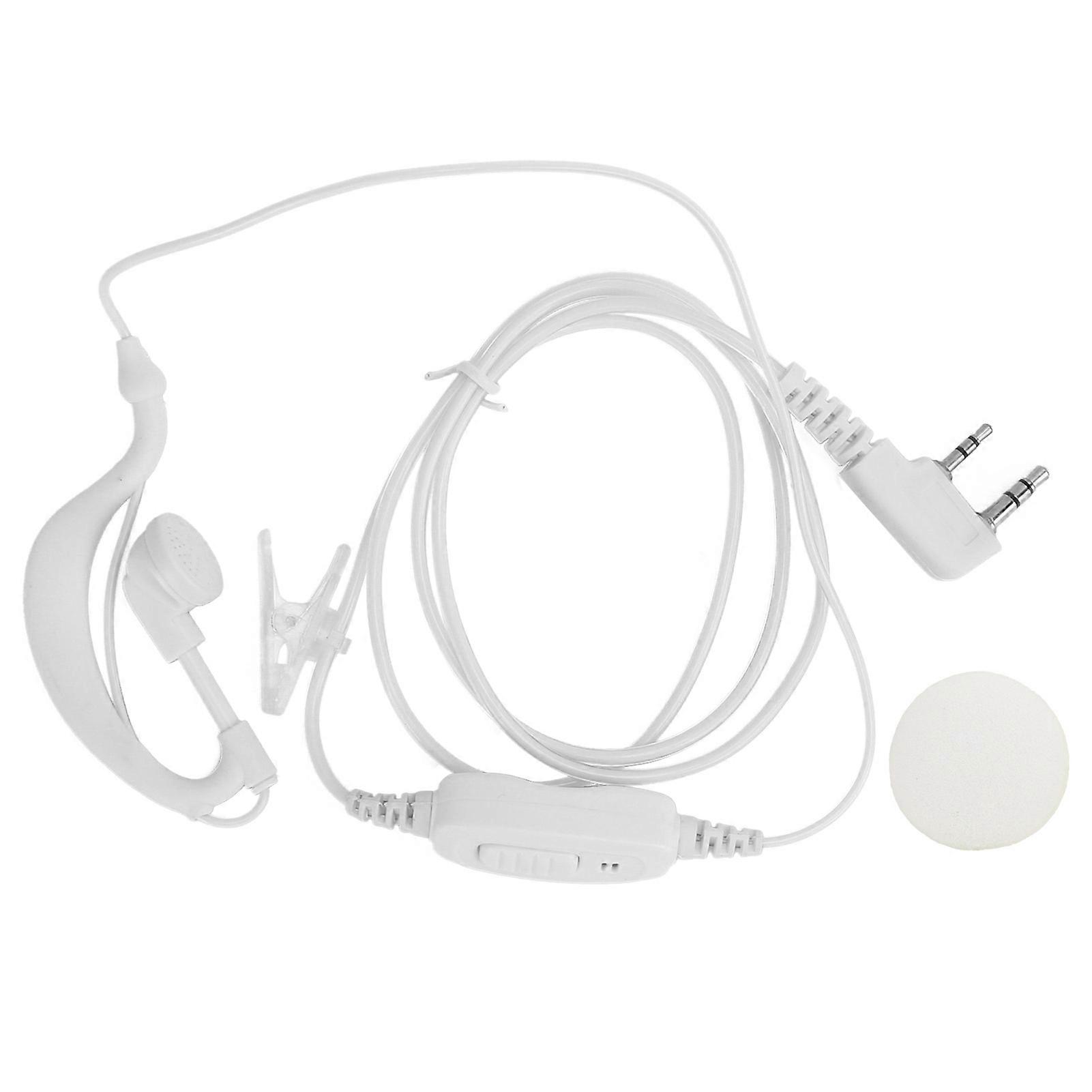 2 Way Radio Headset White Large PTT K Head Headset with Soft Rubber Ear Hanging Hook