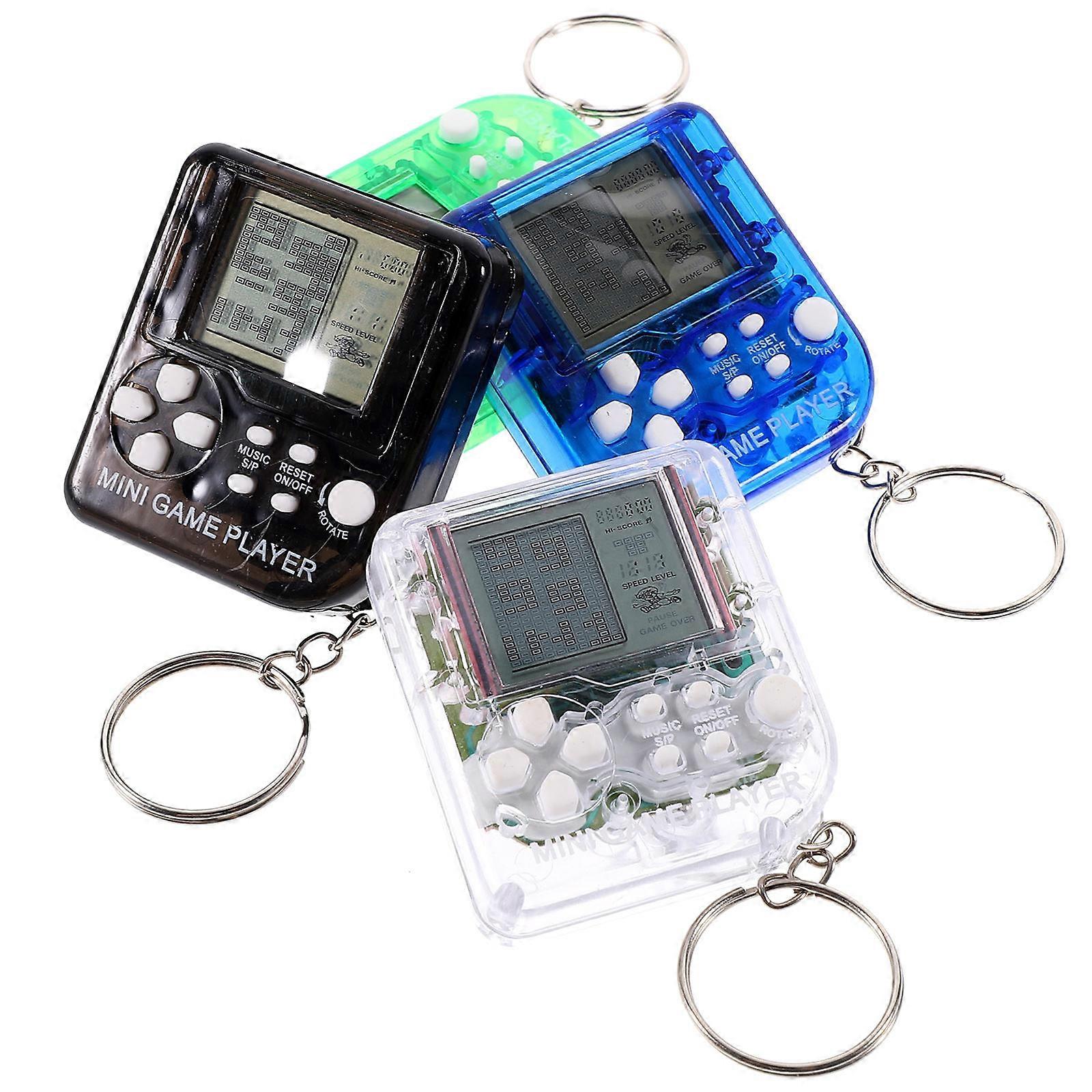 Mini Video Game Keychain Classic Gaming Portable Entertainment Translucent White 5x4.5x1.3cm 4Set