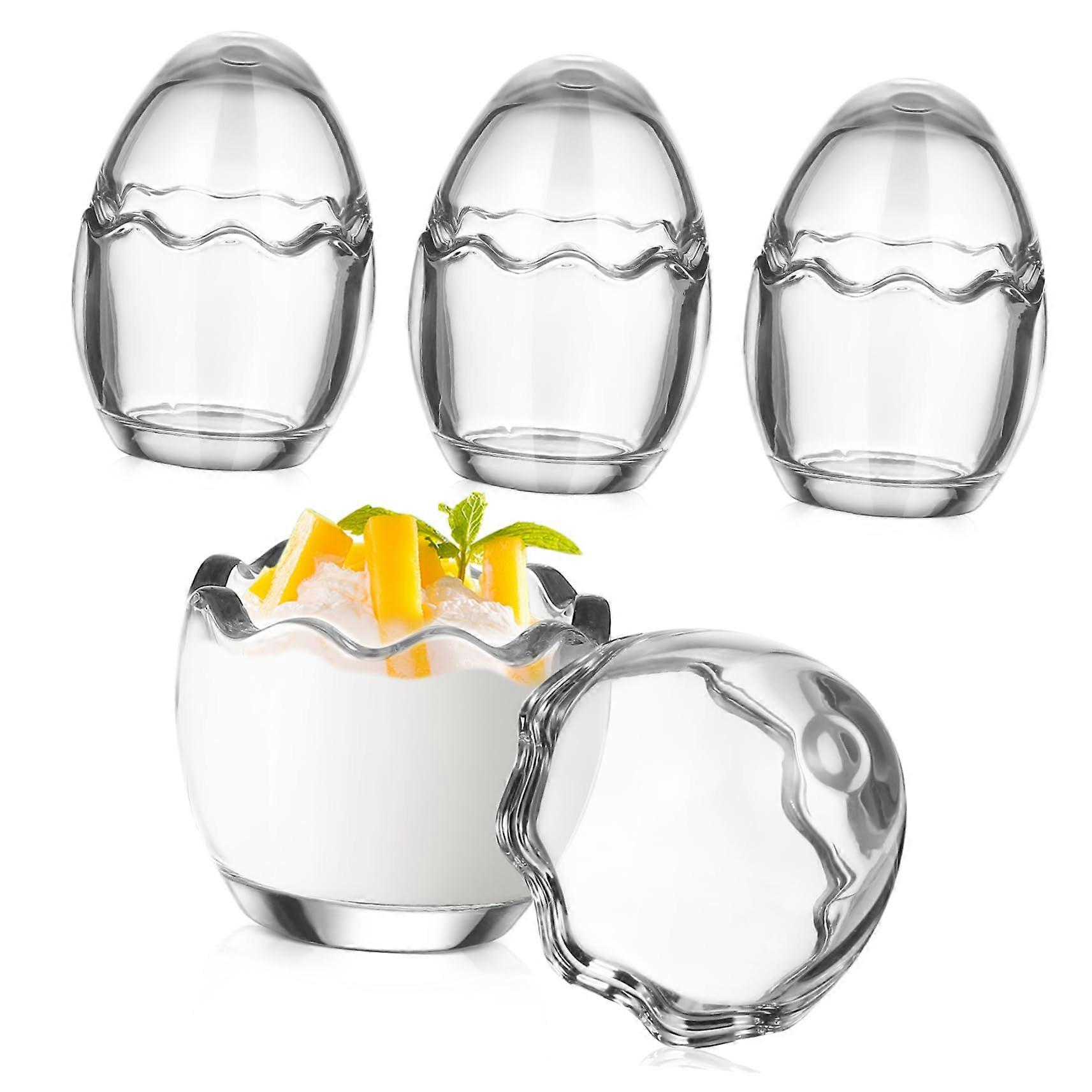 4Piece Pudding Cups Made of Quality Heat Resistant Material Eggshaped Dessert Cups for Mousse and Pudding Transparent